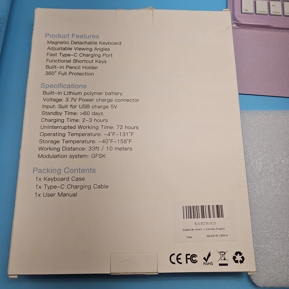 New! Hamile for iPad 9 3rd Gen Case with Keyboard 10.2 Inch Backlit Wireless